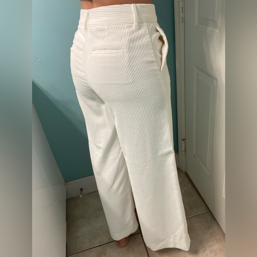 White Corduroy wide leg trousers